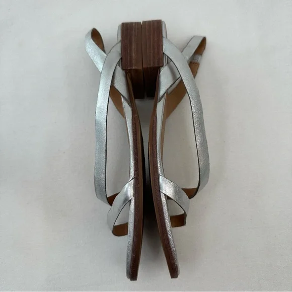 Madewell The Heidi Slingback Sandals in Metallic Silver Sz 9 - Picture 9 of 14